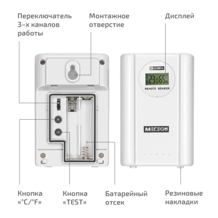 Беспроводной датчик температуры и влажности МЕГЕОН 20205К купить по низкой цене | МАКСПРОФИТ